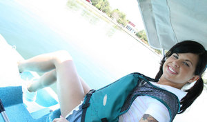 Hot Latina teen sports a mouthful of cum during POV sex with a large cock